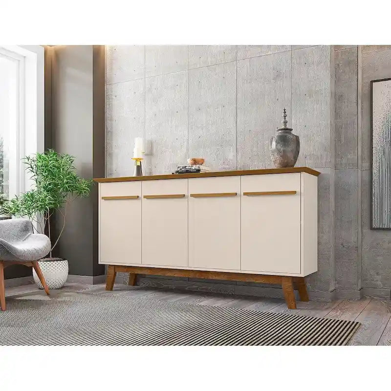Buffet avec pieds en bois massif