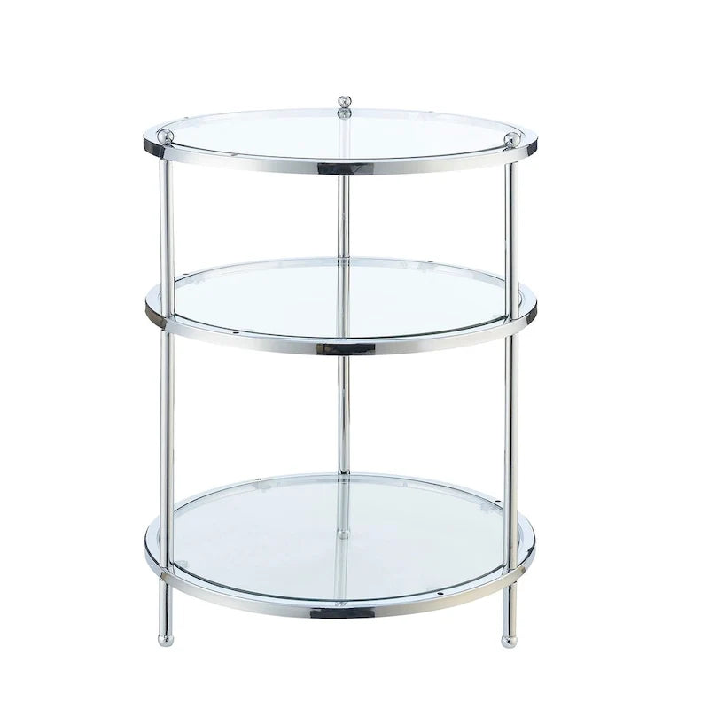 Runder Beistelltisch aus Glas mit 3 Ebenen
