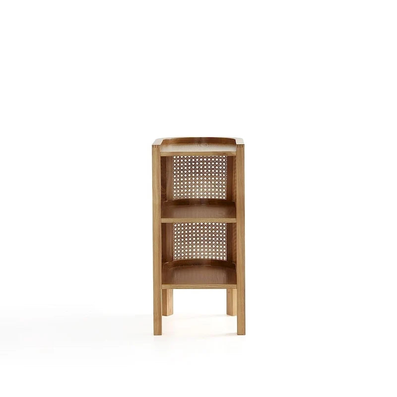 Table d’appoint noire avec cannage naturel