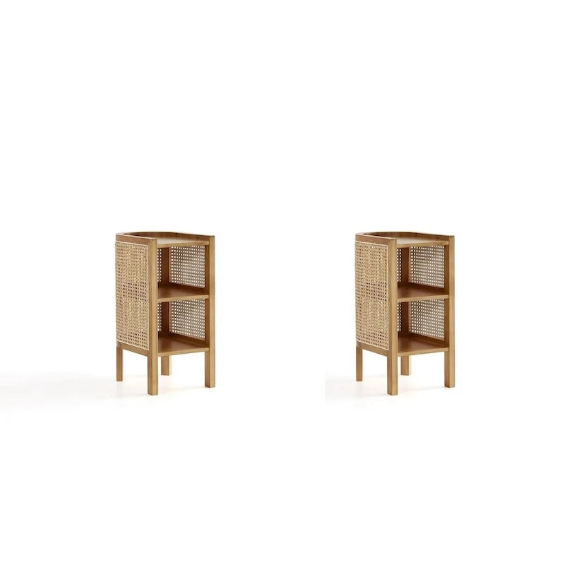 Table d’appoint noire avec cannage naturel