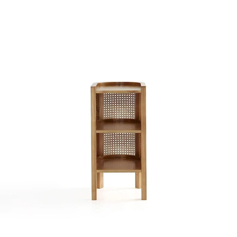 Beistelltisch in Schwarz und Natur-Rattan