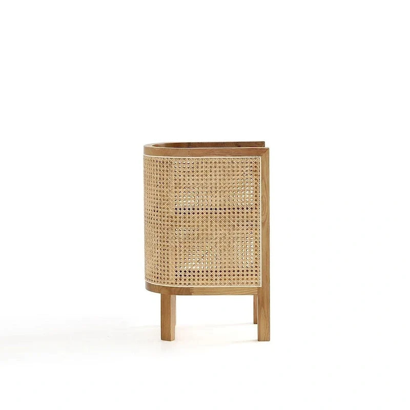 Beistelltisch in Schwarz und Natur-Rattan