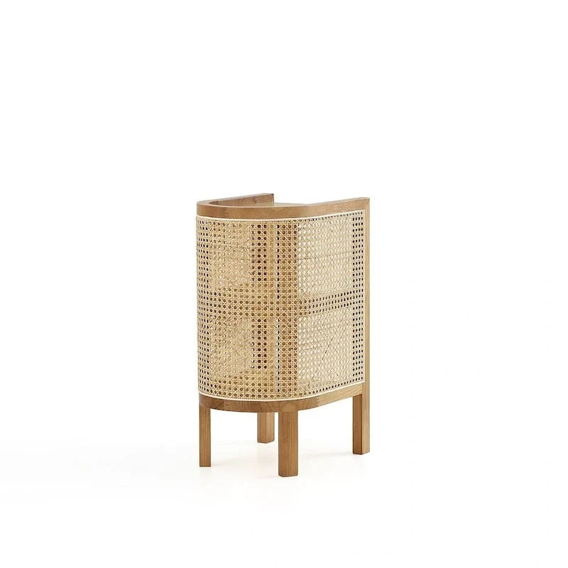 Beistelltisch in Schwarz und Natur-Rattan