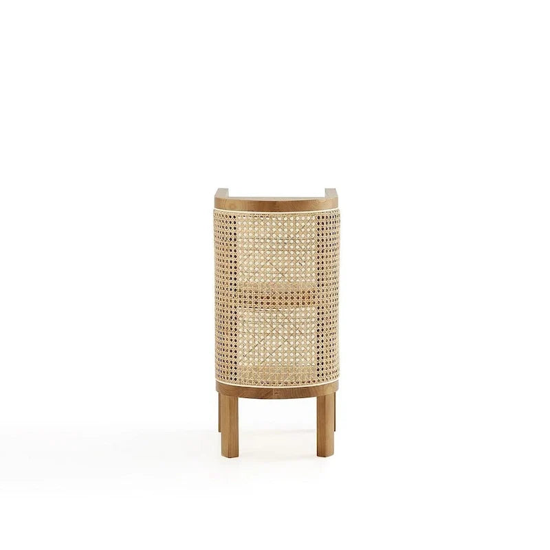 Beistelltisch in Schwarz und Natur-Rattan
