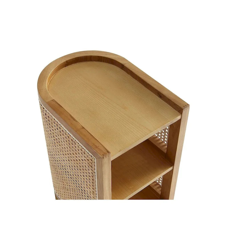 Beistelltisch in Schwarz und Natur-Rattan