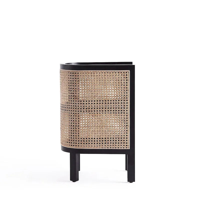 Beistelltisch in Schwarz und Natur-Rattan