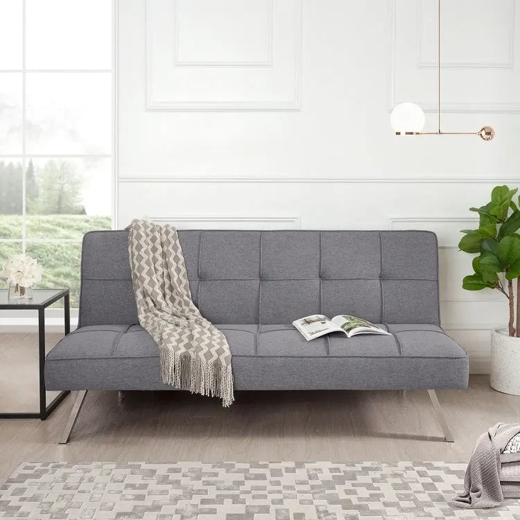 Canapé-lit futon moderne et confortable, convertible, en tissu de lin