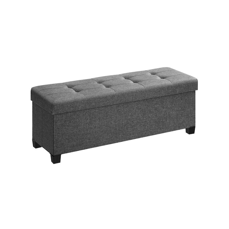 Otomana pequeña de almacenamiento con patas de madera y tapa capitoné