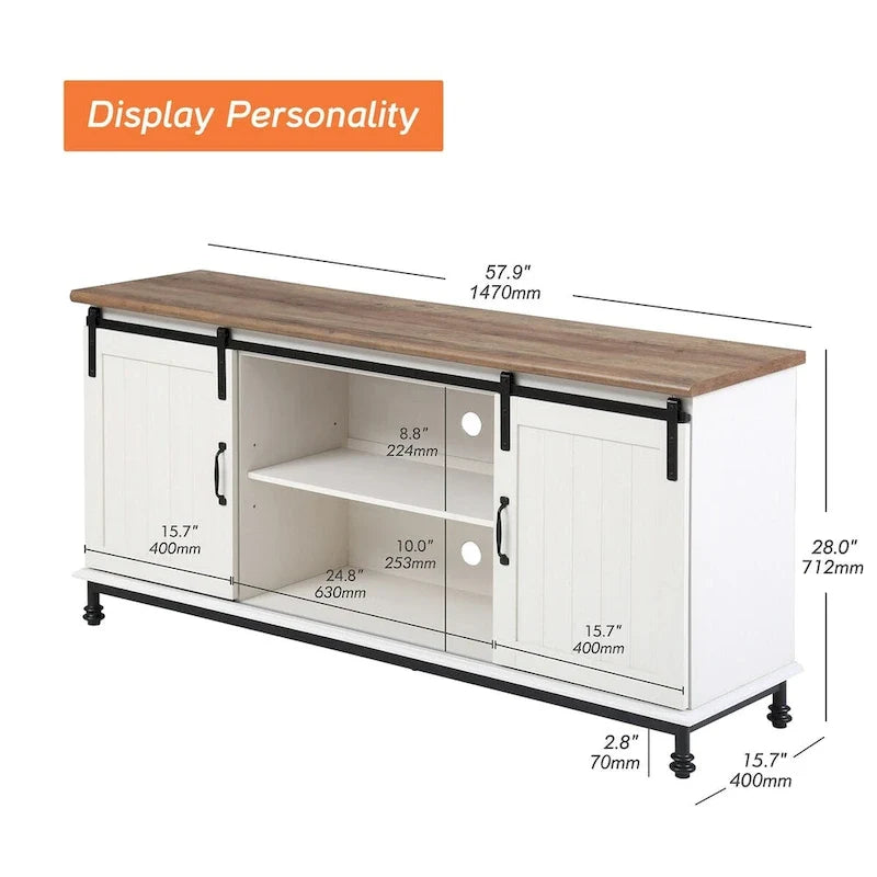 TV-Schrank/Aufbewahrungseinheit/Entertainment-Center mit Scheunenschiebetür