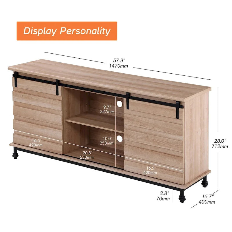 TV-Schrank/Aufbewahrungseinheit/Entertainment-Center mit Scheunenschiebetür