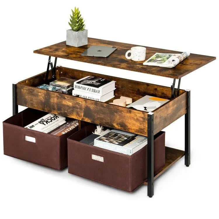 Mesa de centro multifuncional con tablero elevable