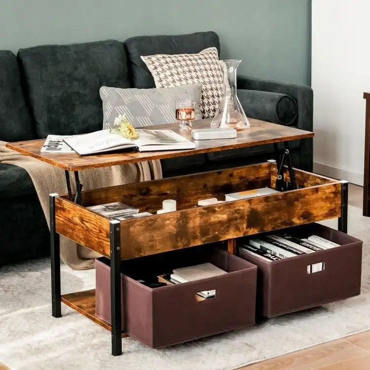 Mesa de centro multifuncional con tablero elevable