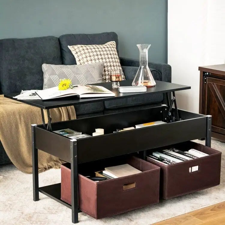 Mesa de centro multifuncional con tablero elevable