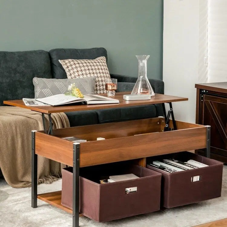 Mesa de centro multifuncional con tablero elevable