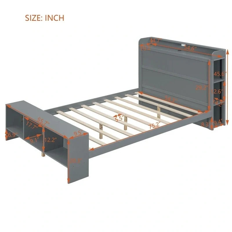 Éclairage LED et ports USB, format deux places / lit simple
