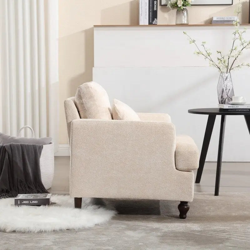 Fauteuil d’appoint moderne, fauteuil de détente à accoudoirs, structure en bois