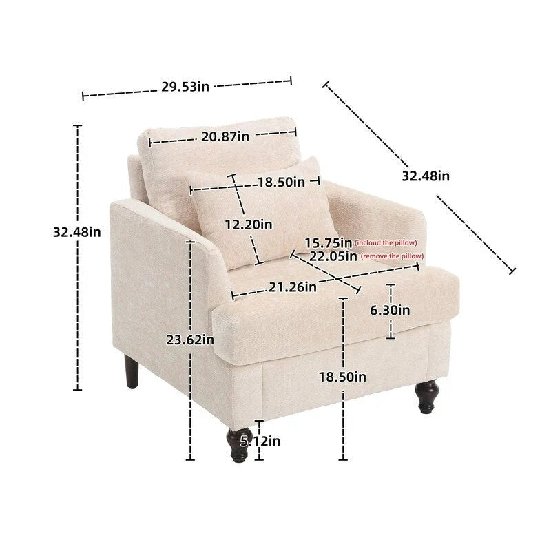 Fauteuil d’appoint moderne, fauteuil de détente à accoudoirs, structure en bois