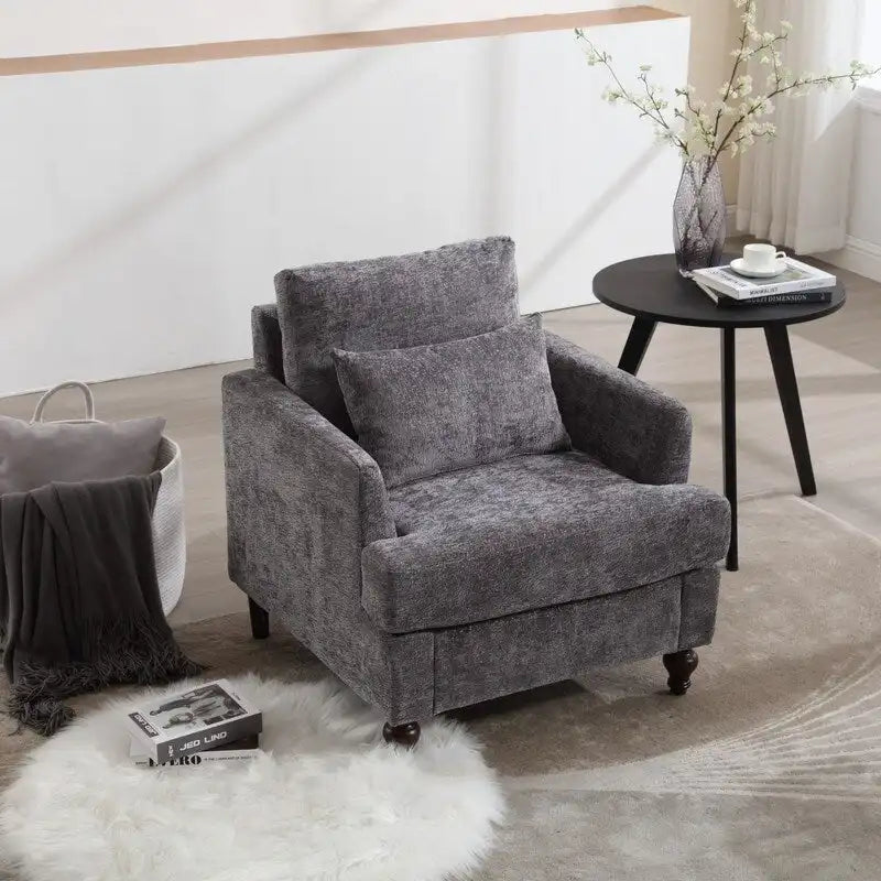 Fauteuil d’appoint moderne, fauteuil de détente à accoudoirs, structure en bois