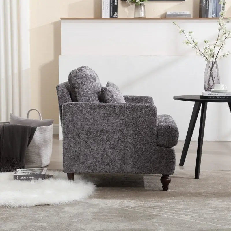 Fauteuil d’appoint moderne, fauteuil de détente à accoudoirs, structure en bois