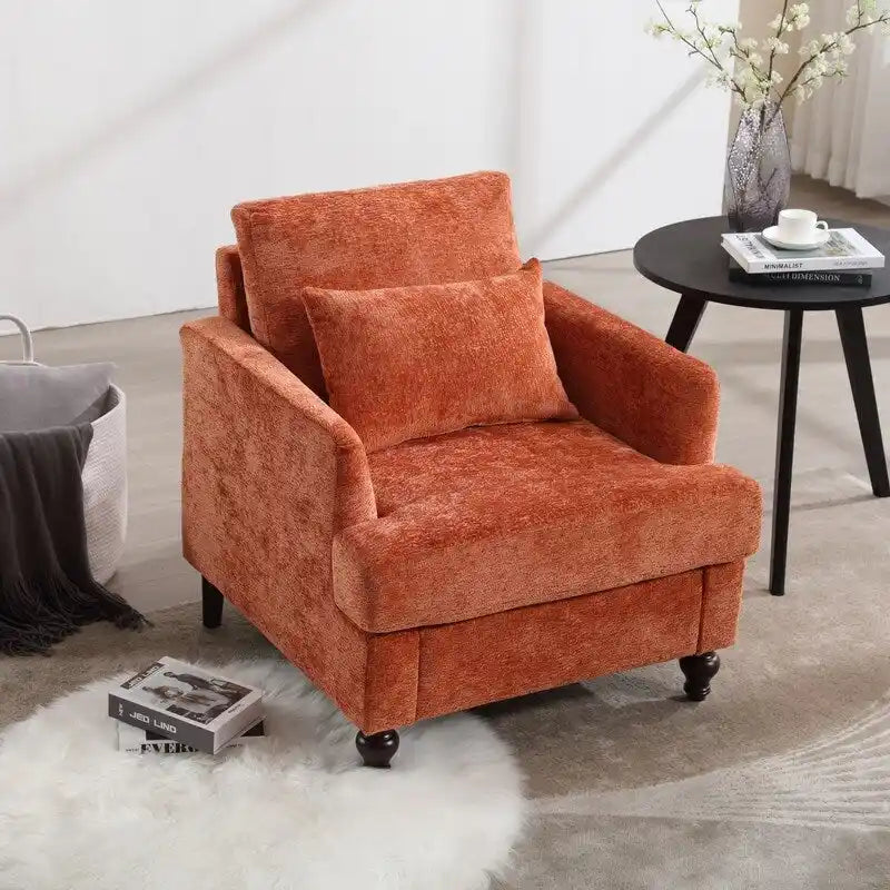 Fauteuil d’appoint moderne, fauteuil de détente à accoudoirs, structure en bois