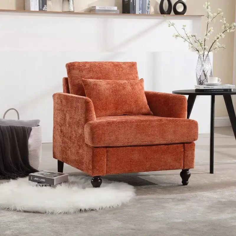 Fauteuil d’appoint moderne, fauteuil de détente à accoudoirs, structure en bois