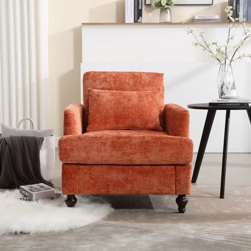 Fauteuil d’appoint moderne, fauteuil de détente à accoudoirs, structure en bois