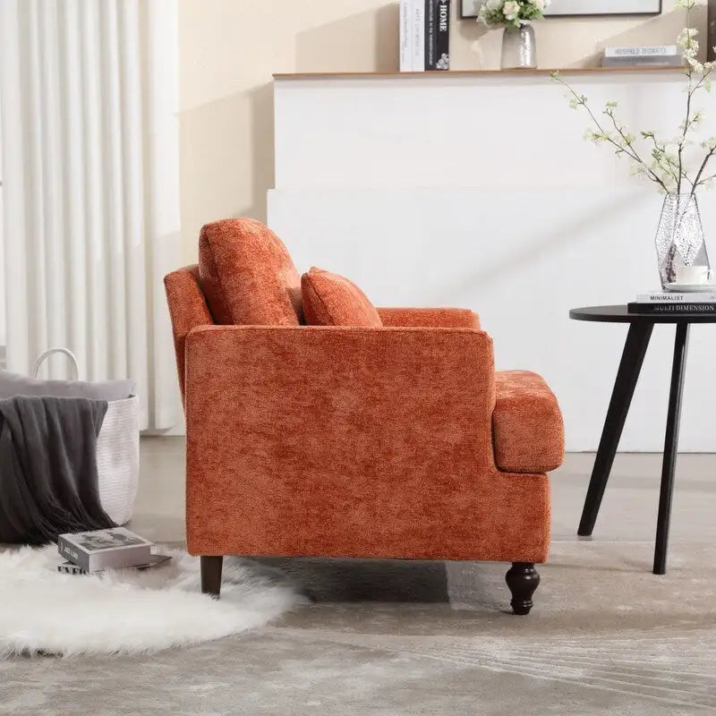 Fauteuil d’appoint moderne, fauteuil de détente à accoudoirs, structure en bois