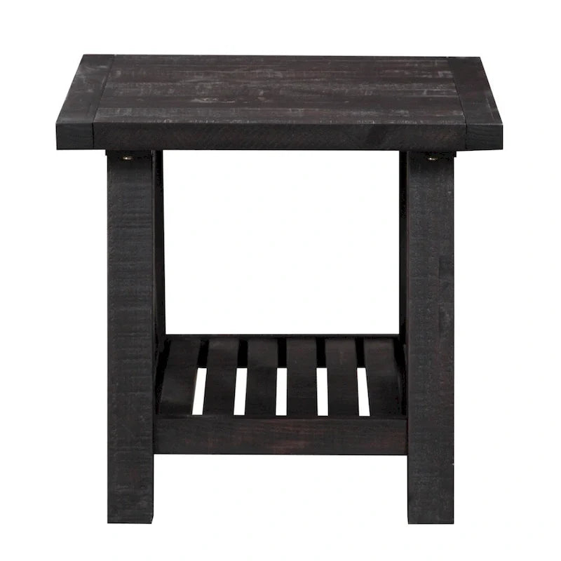Pine Wood End Table with Exposed Hardware, Brown