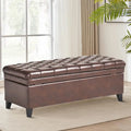 Banc de rangement classique et élégant, rembourré, avec assise décorée de boutons capitonnés