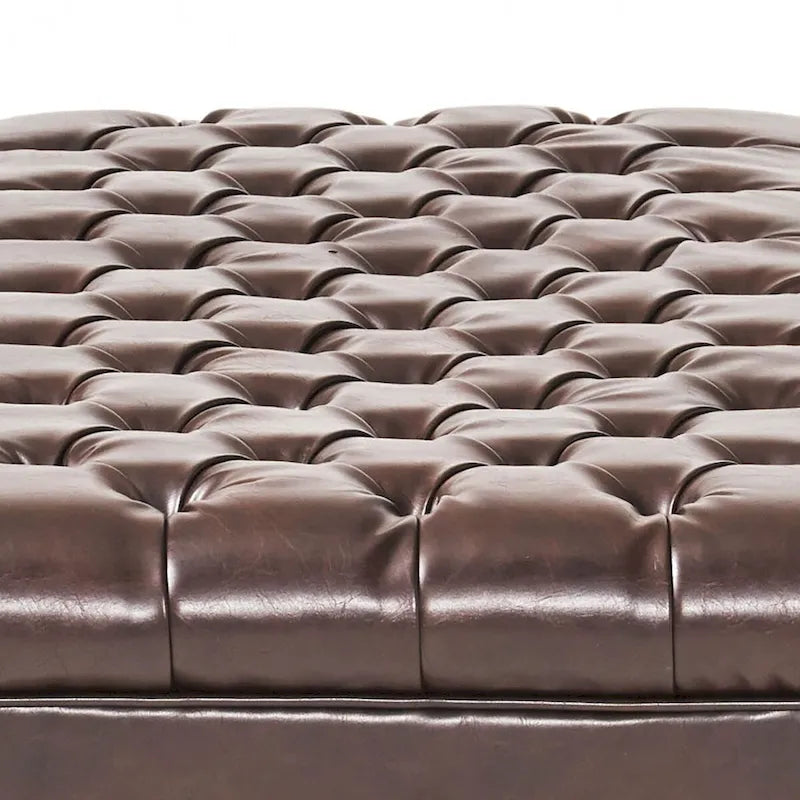 Banc de rangement classique et élégant, rembourré, avec assise décorée de boutons capitonnés