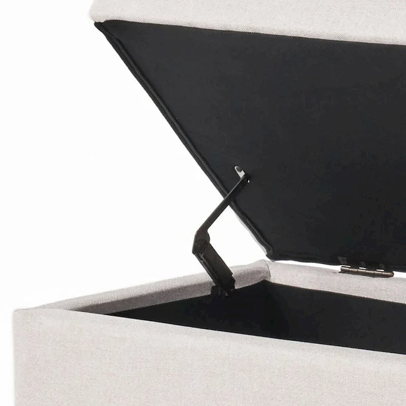 Banc de rangement classique et élégant, rembourré, avec assise décorée de boutons capitonnés