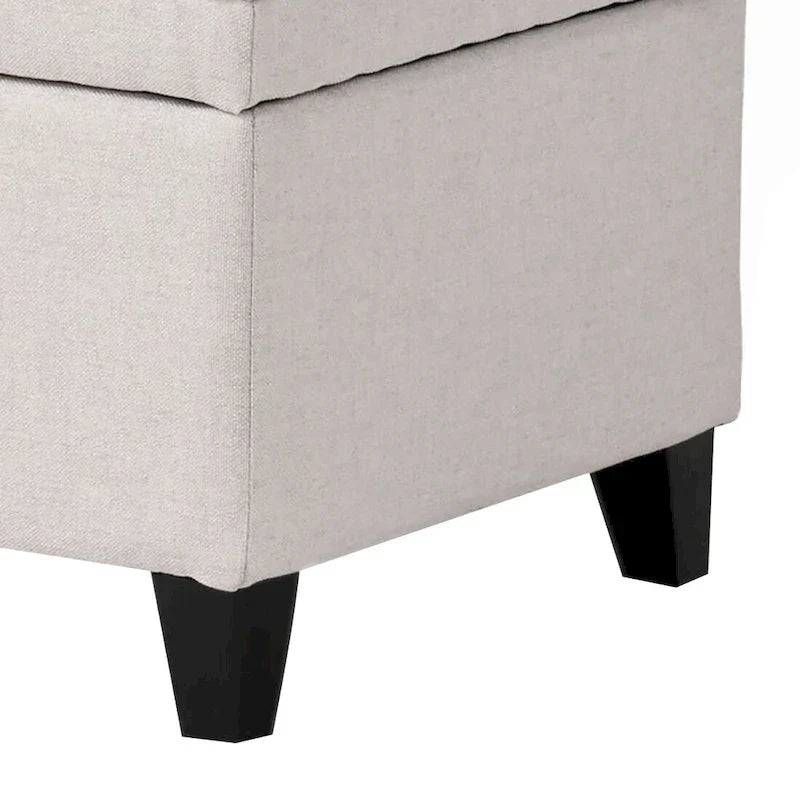 Banc de rangement classique et élégant, rembourré, avec assise décorée de boutons capitonnés