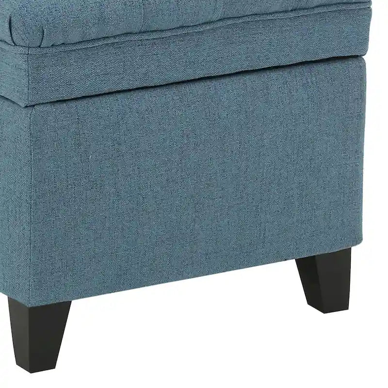 Banc de rangement classique et élégant, rembourré, avec assise décorée de boutons capitonnés