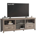 Mueble para TV gris con cajones de almacenamiento y gestión de cables