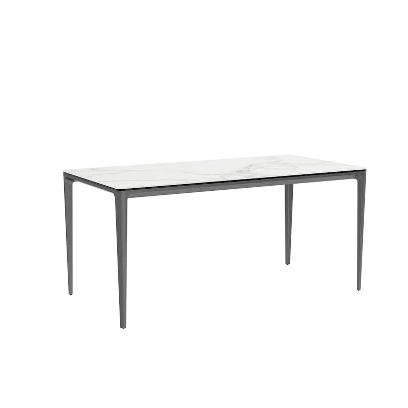Lujosa mesa de comedor rectangular de mármol italiano con superficie de piedra sinterizada