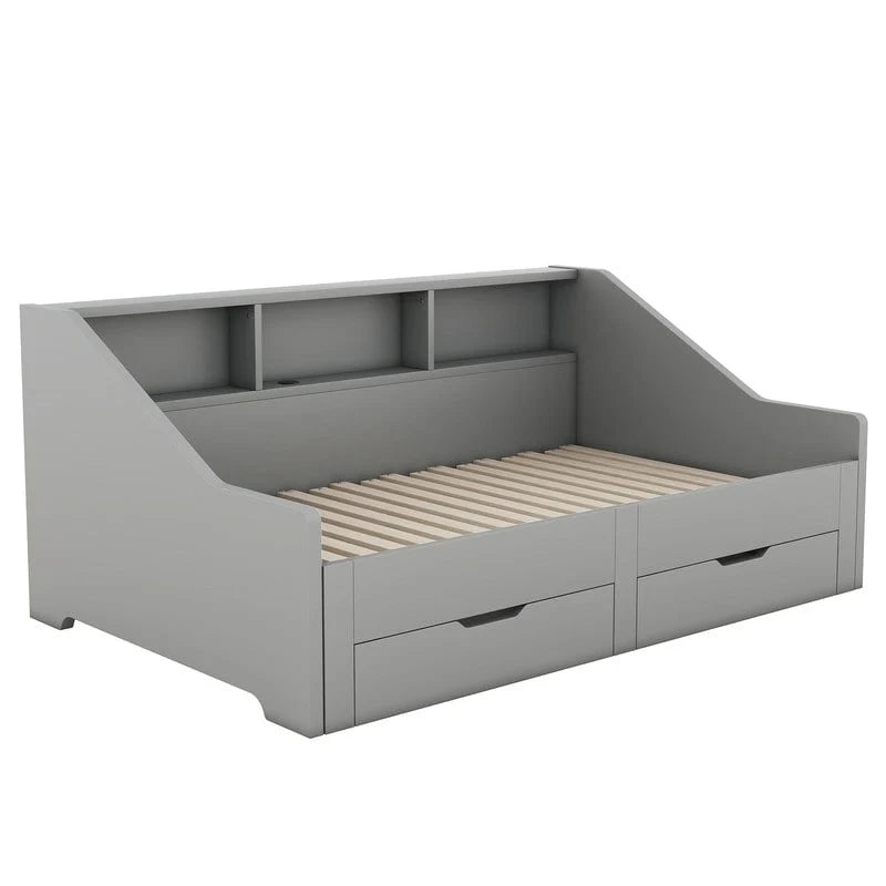 Tagesbettgestell von Twin bis King Size mit Stauraum und Bücherregalen