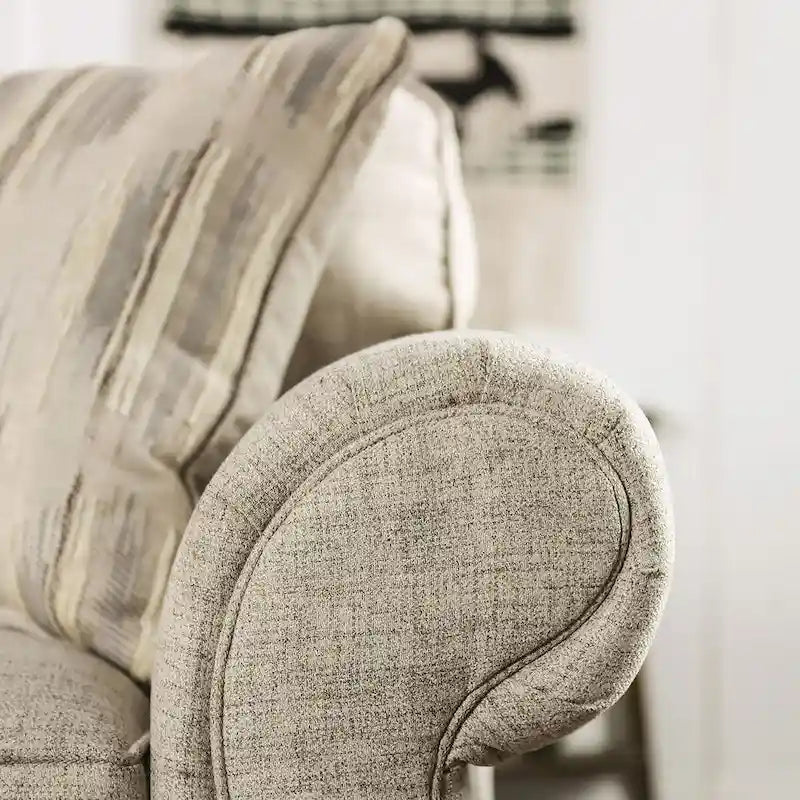 Modernes Sofa-Set im Übergangsstil, beige Stoff, zweiteilig