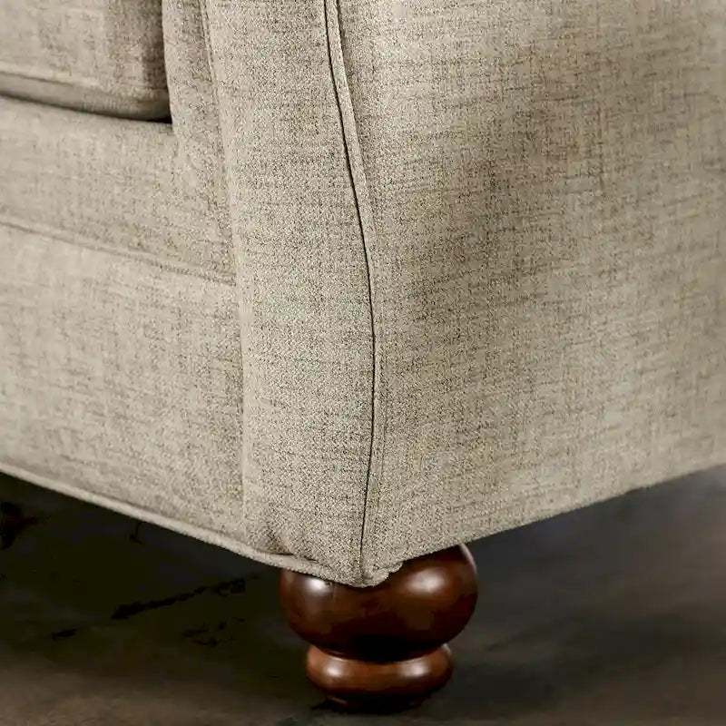 Modernes Sofa-Set im Übergangsstil, beige Stoff, zweiteilig