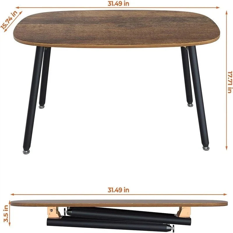 Mesa de centro plegable de estilo rústico