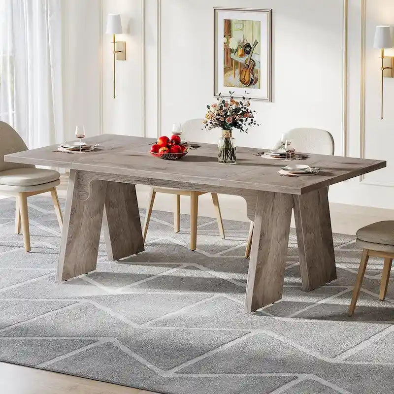 Mesa de comedor grande estilo granja, mesa de comedor rectangular