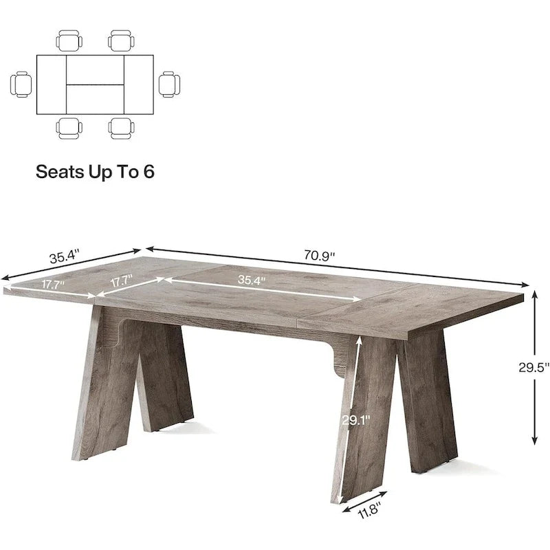 Grande table à manger de style campagnard, table rectangulaire