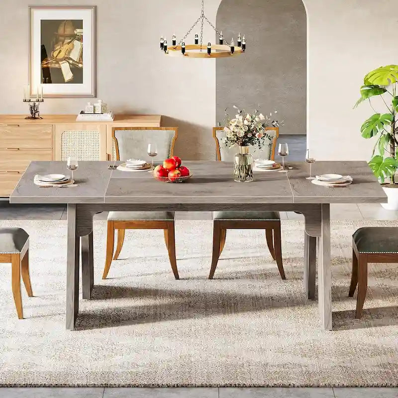 Mesa de comedor grande estilo granja, mesa de comedor rectangular