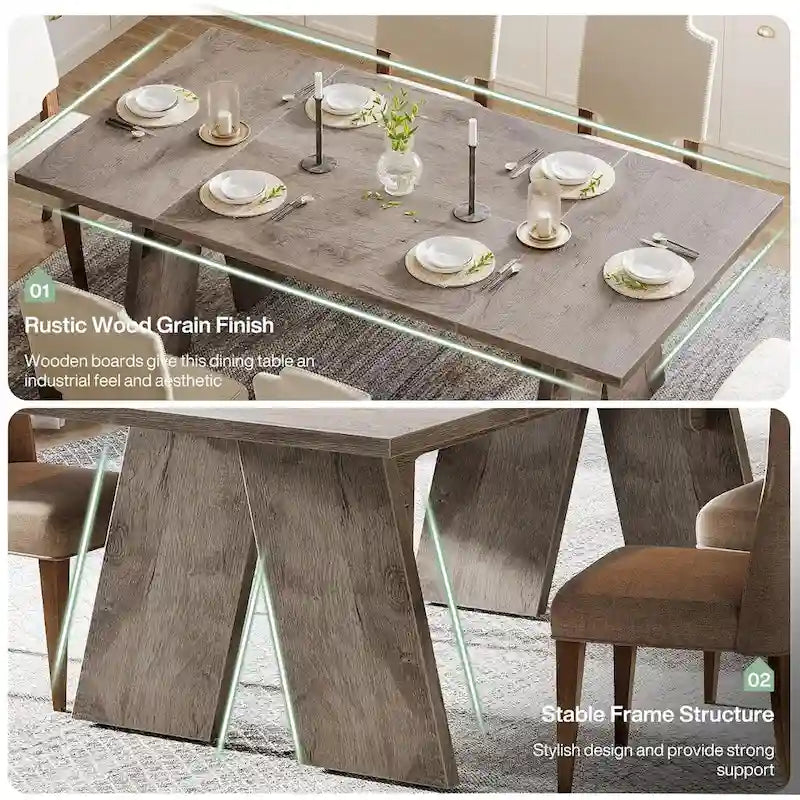 Grande table à manger de style campagnard, table rectangulaire