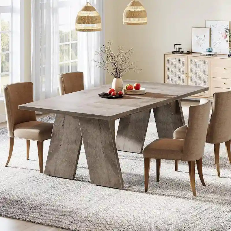 Grande table à manger de style campagnard, table rectangulaire