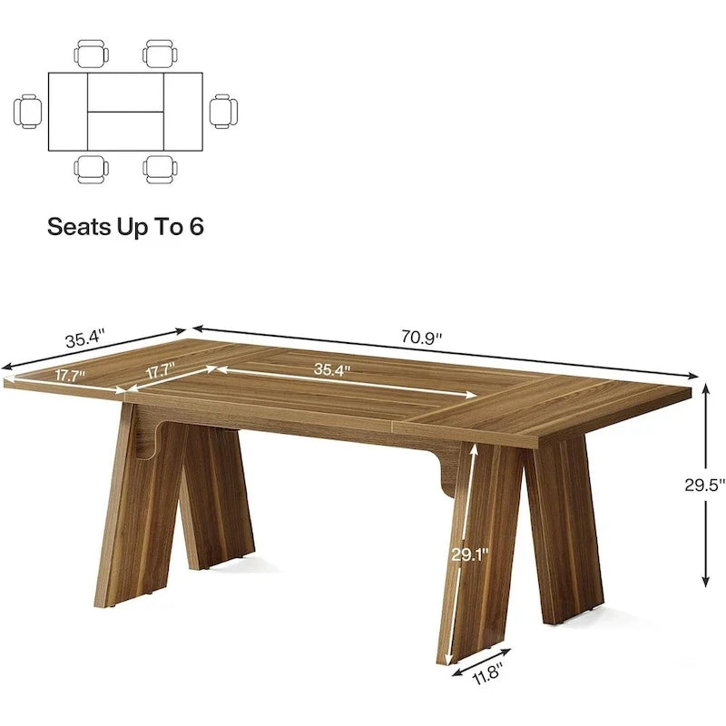 Grande table à manger de style campagnard, table rectangulaire