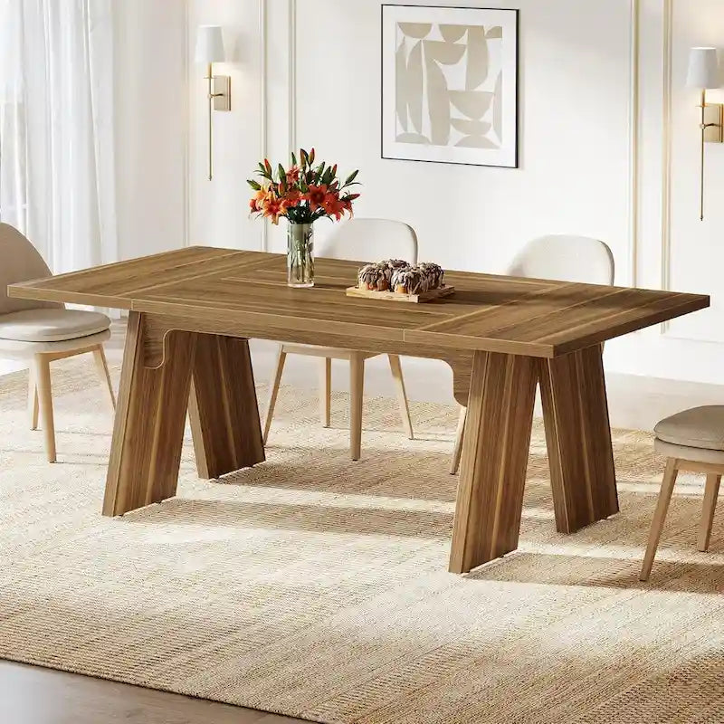Grande table à manger de style campagnard, table rectangulaire