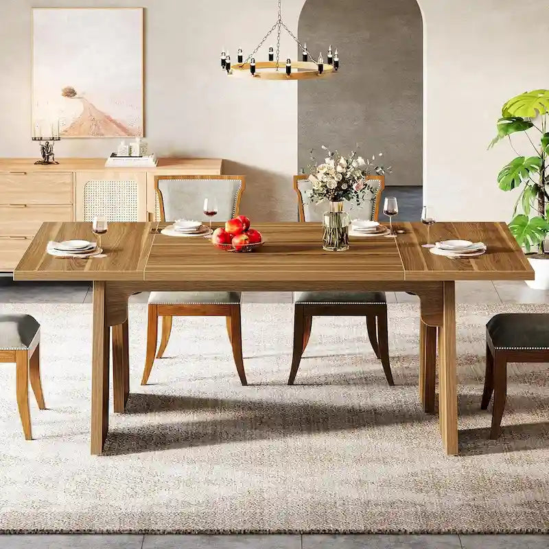 Grande table à manger de style campagnard, table rectangulaire