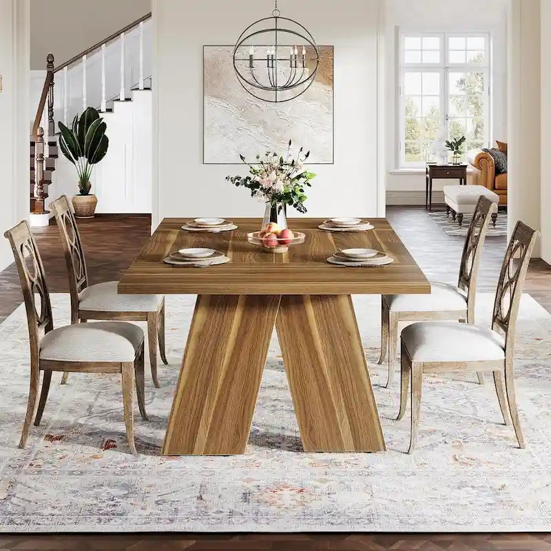 Grande table à manger de style campagnard, table rectangulaire
