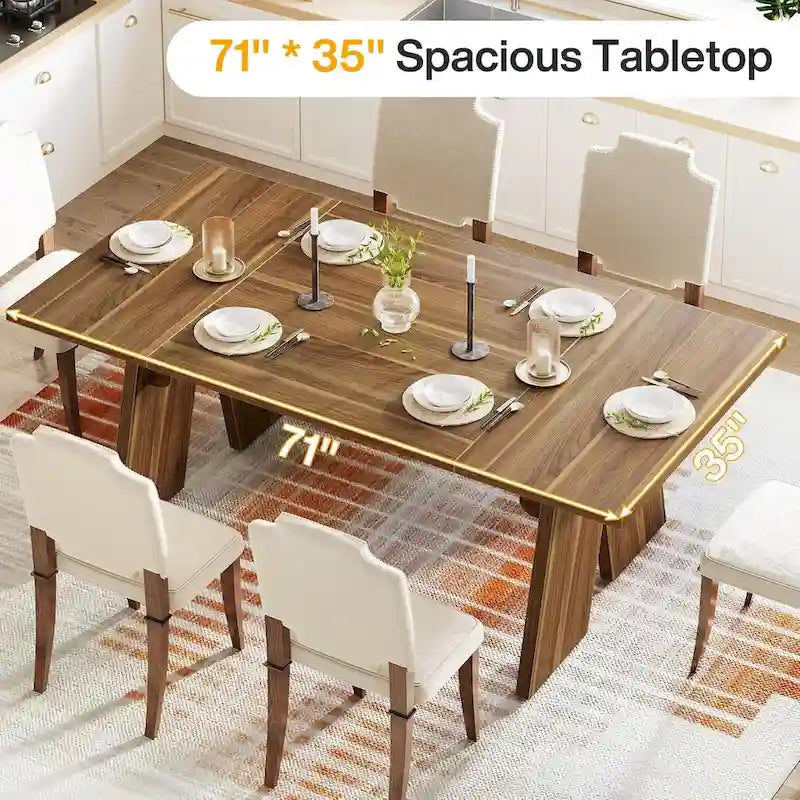 Grande table à manger de style campagnard, table rectangulaire