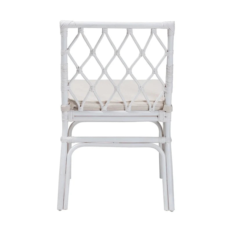 Boho-Esszimmerstuhl aus weißem Rattan